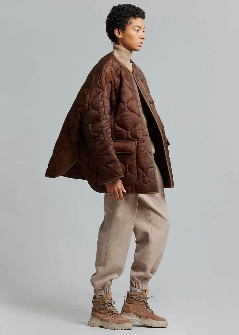 The Frankie Shop CLOTHING Teddy Quilted Jacket - Chocolate