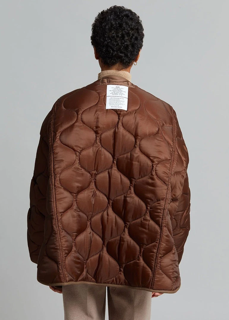 The Frankie Shop CLOTHING Teddy Quilted Jacket - Chocolate