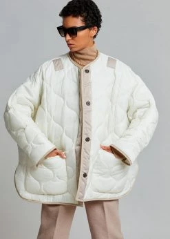 The Frankie Shop CLOTHING Teddy Quilted Jacket - Ivory/Clay