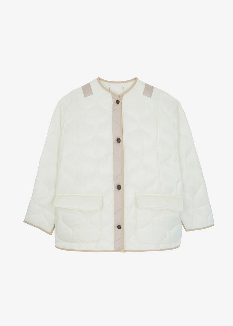 The Frankie Shop CLOTHING Teddy Quilted Jacket - Ivory/Clay