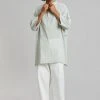 The Frankie Shop Men Teo Oversized Collarless Shirt - Light Celadon