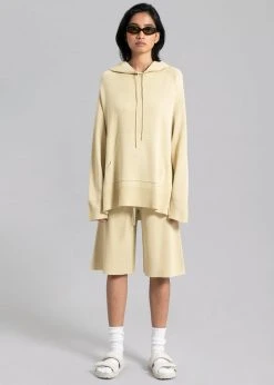 Blossom Thea Knit Hoodie - Straw CLOTHING