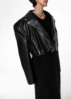The Frankie Shop CLOTHING Tidus Cropped Biker Jacket - Black