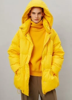 The Frankie Shop Tignes Recycled Long Puffer - Marigold