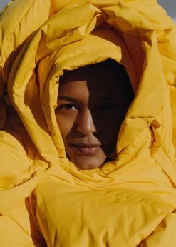 The Frankie Shop Tignes Recycled Long Puffer - Marigold