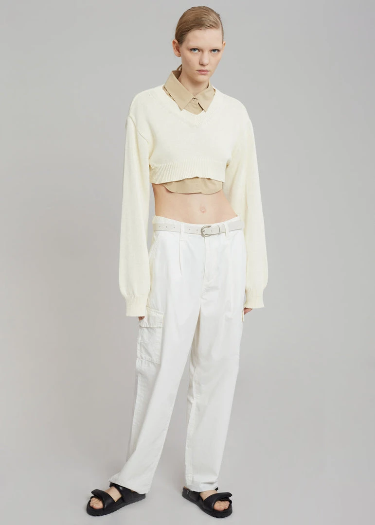 The Frankie Shop Titou Cropped Sweater - Cream
