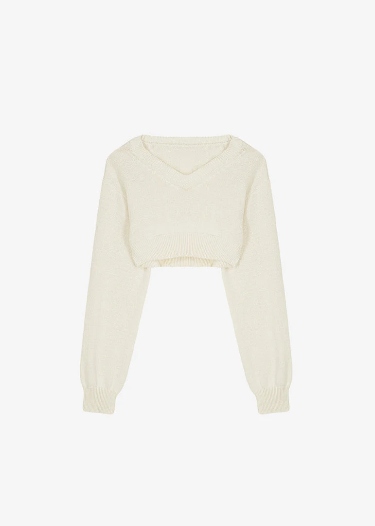 The Frankie Shop Titou Cropped Sweater - Cream