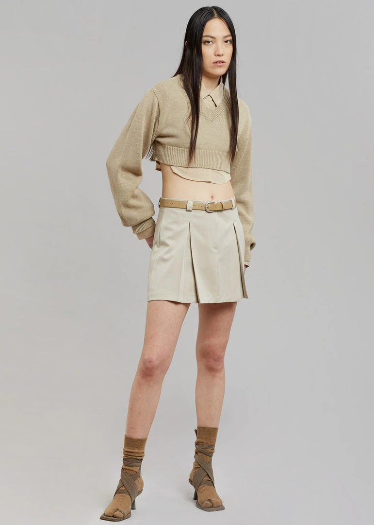The Frankie Shop CLOTHING Titou Cropped Sweater - Taupe