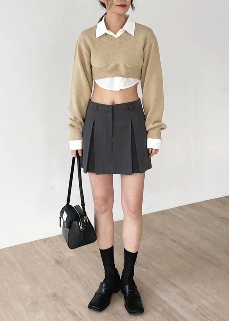 The Frankie Shop CLOTHING Titou Cropped Sweater - Taupe