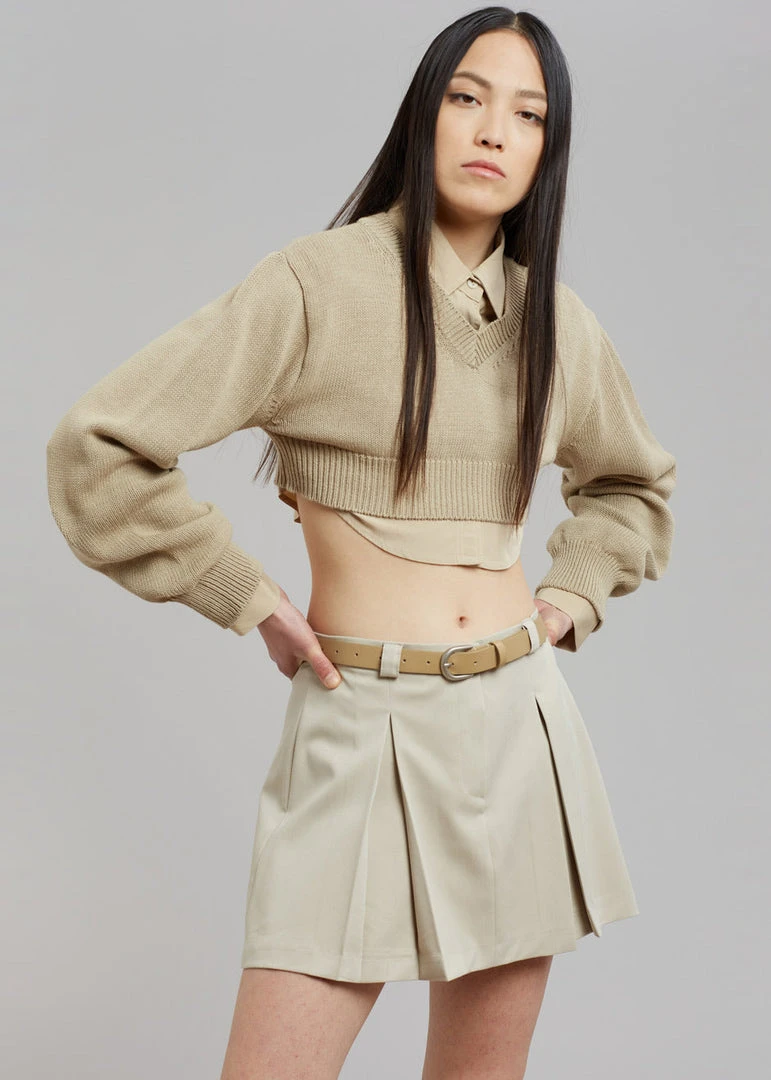 The Frankie Shop CLOTHING Titou Cropped Sweater - Taupe