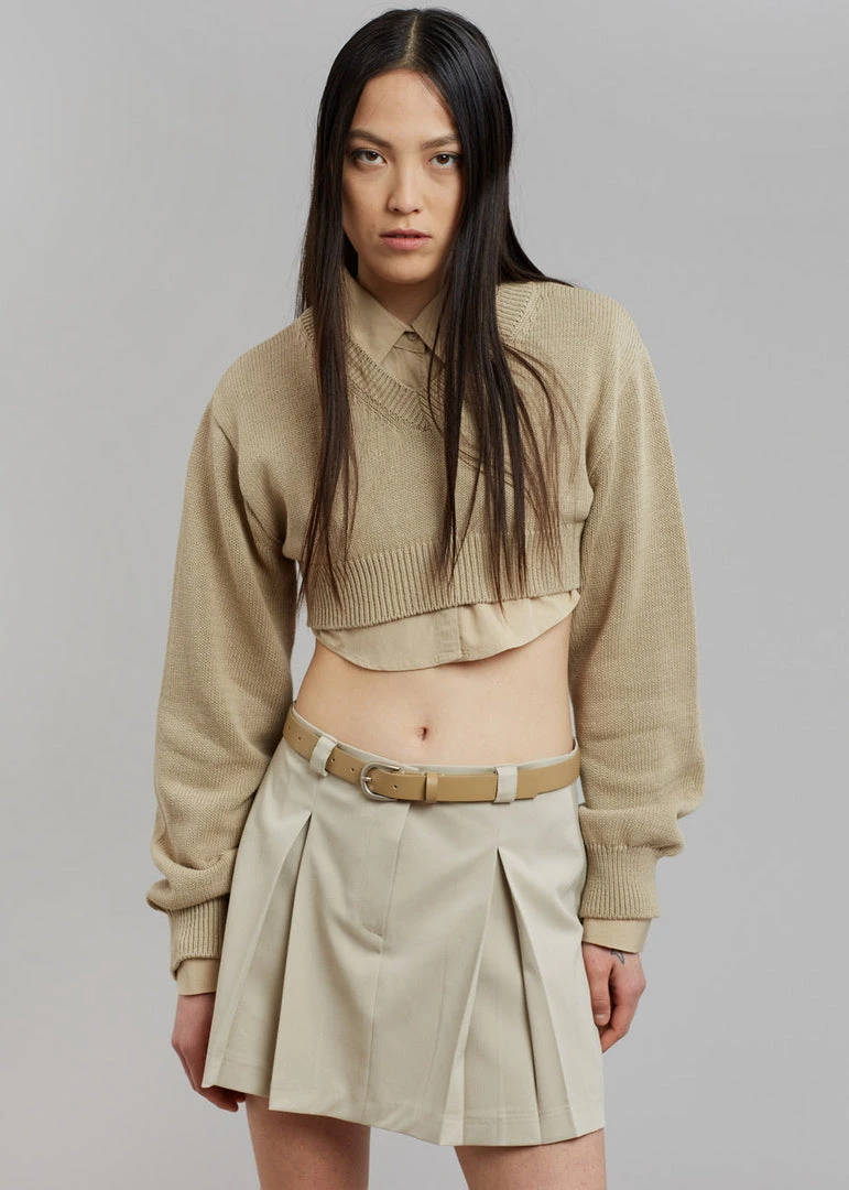 The Frankie Shop CLOTHING Titou Cropped Sweater - Taupe