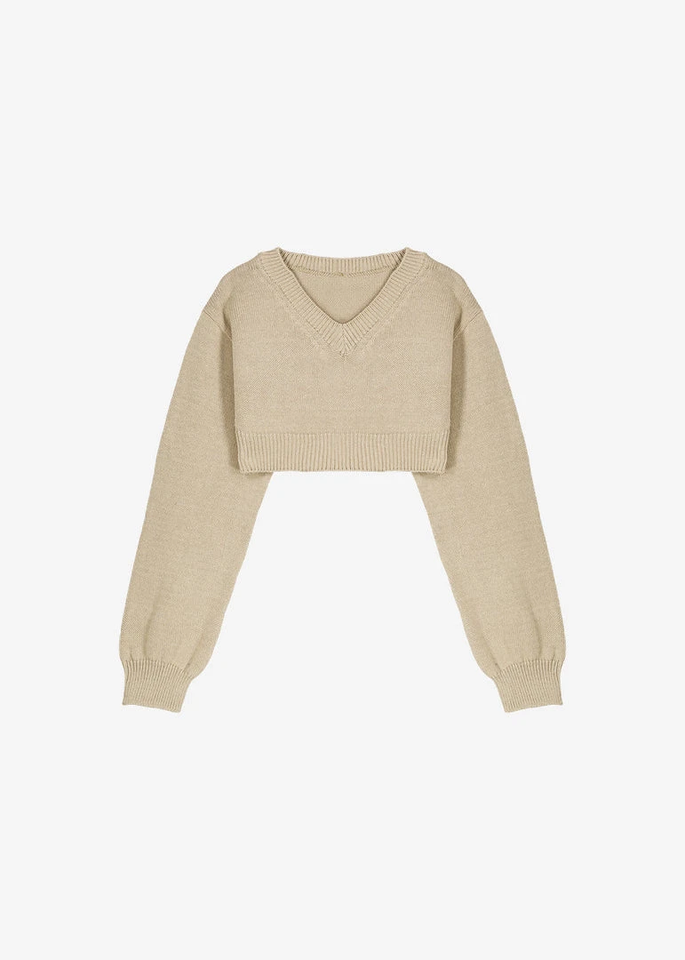 The Frankie Shop CLOTHING Titou Cropped Sweater - Taupe