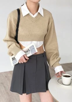 The Frankie Shop CLOTHING Titou Cropped Sweater - Taupe