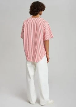The Frankie Shop Tom Baseball Shirt - Red Stripe Men