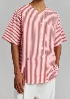The Frankie Shop Tom Baseball Shirt - Red Stripe Men