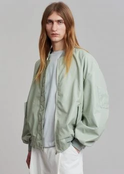 The Frankie Shop Tyler Faux Leather Bomber - Sage CLOTHING