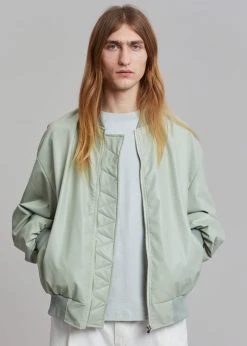 The Frankie Shop Tyler Faux Leather Bomber - Sage CLOTHING