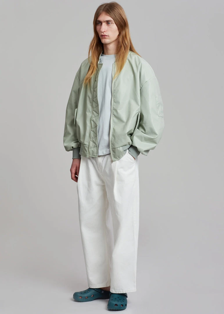 The Frankie Shop Tyler Faux Leather Bomber - Sage CLOTHING