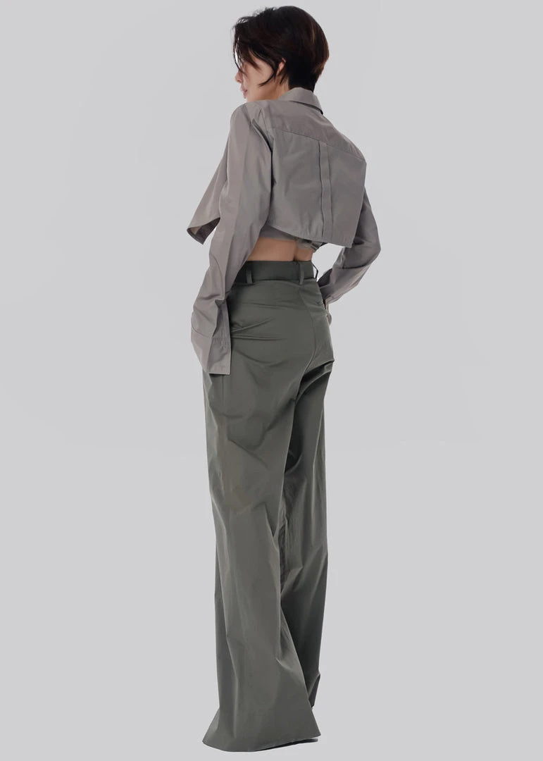 The Frankie Shop Uma Cropped Shirt - Grey