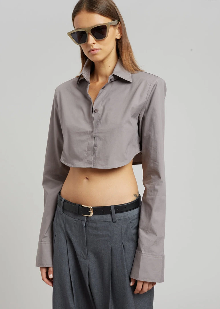The Frankie Shop Uma Cropped Shirt - Grey