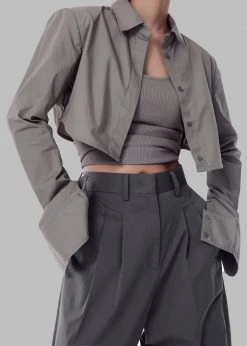 The Frankie Shop Uma Cropped Shirt - Grey