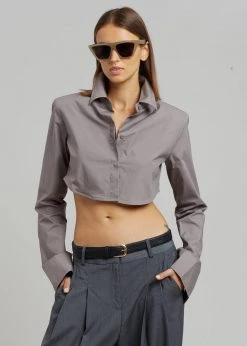 The Frankie Shop Uma Cropped Shirt - Grey