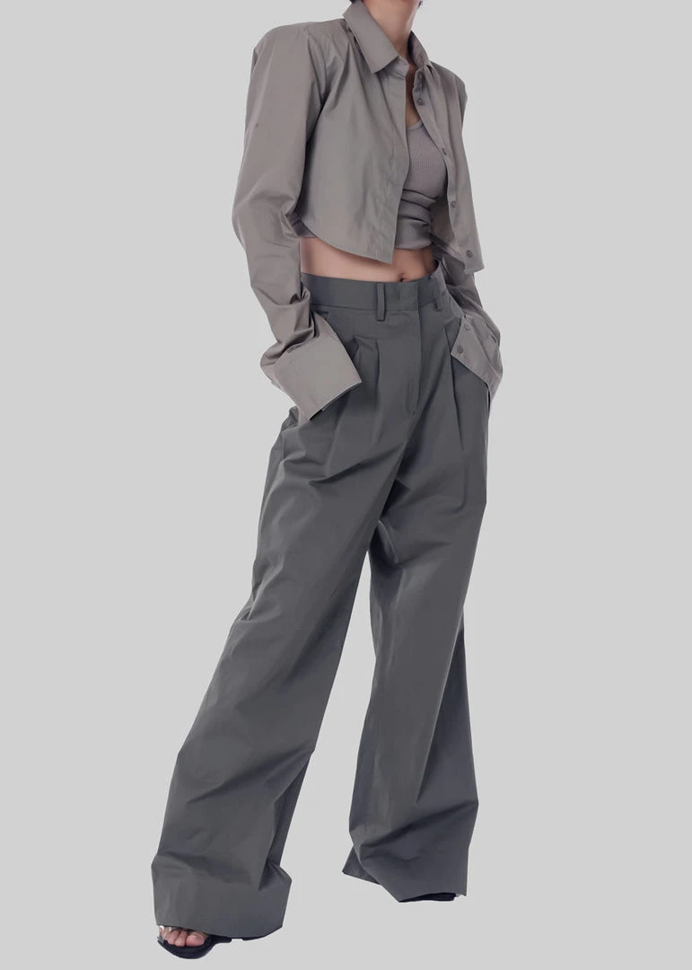 The Frankie Shop Uma Cropped Shirt - Grey