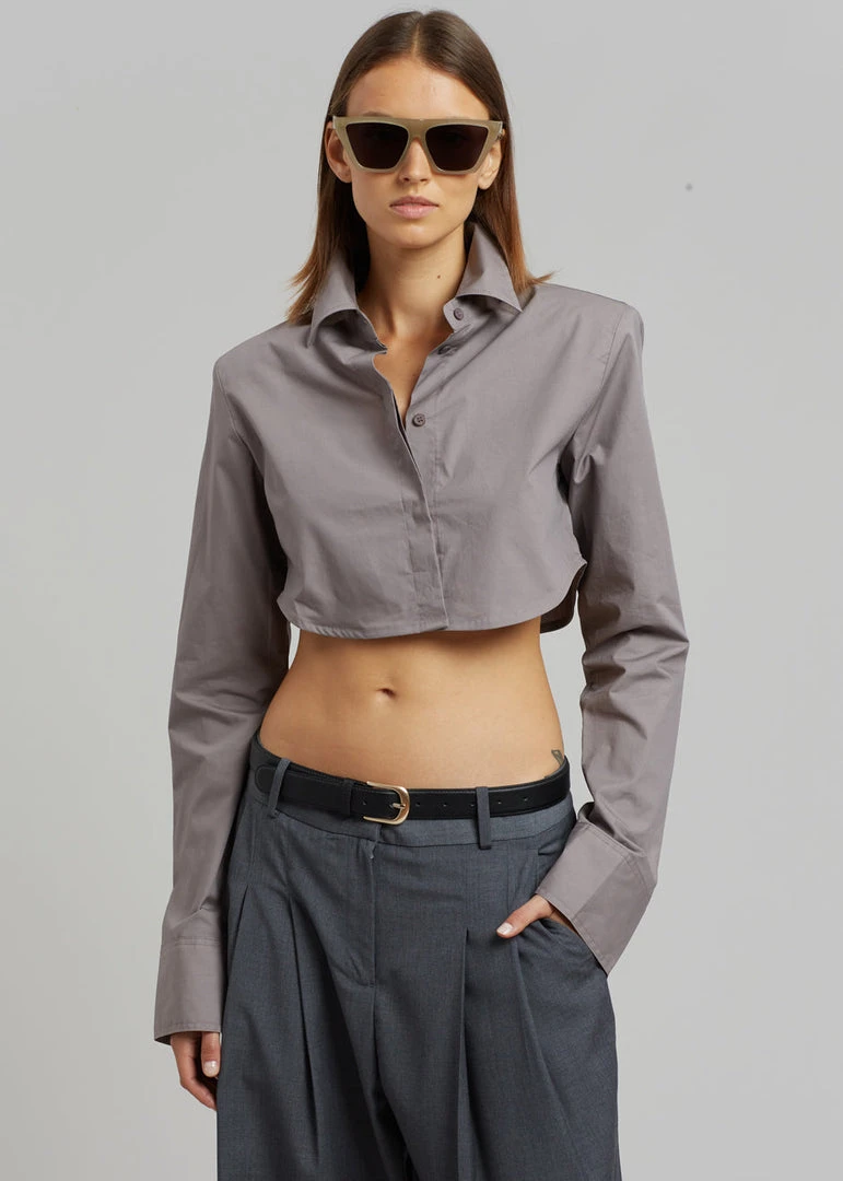 The Frankie Shop Uma Cropped Shirt - Grey