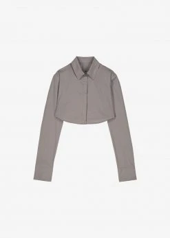 The Frankie Shop Uma Cropped Shirt - Grey