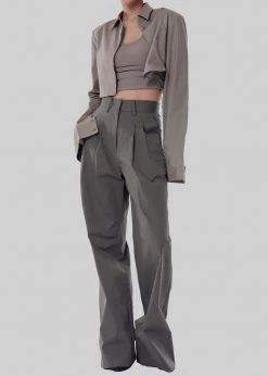 The Frankie Shop Uma Cropped Shirt - Grey