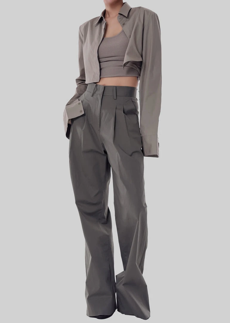 The Frankie Shop Uma Cropped Shirt - Grey