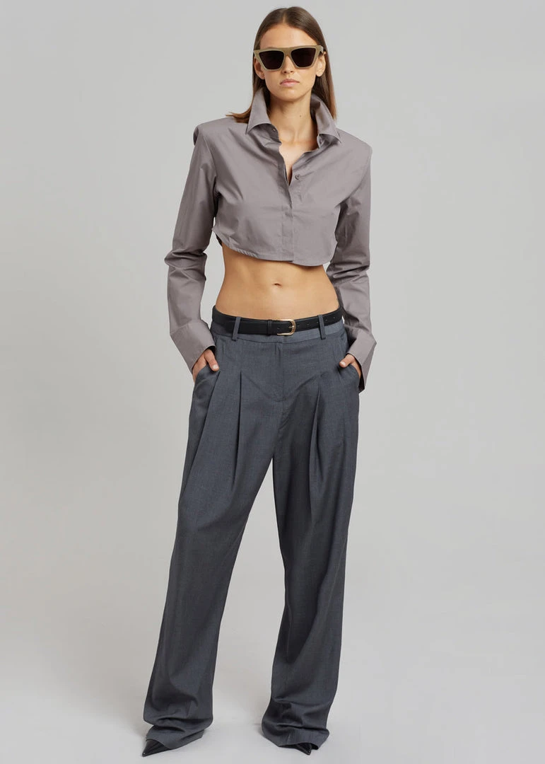 The Frankie Shop Uma Cropped Shirt - Grey