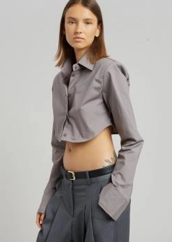 The Frankie Shop Uma Cropped Shirt - Grey
