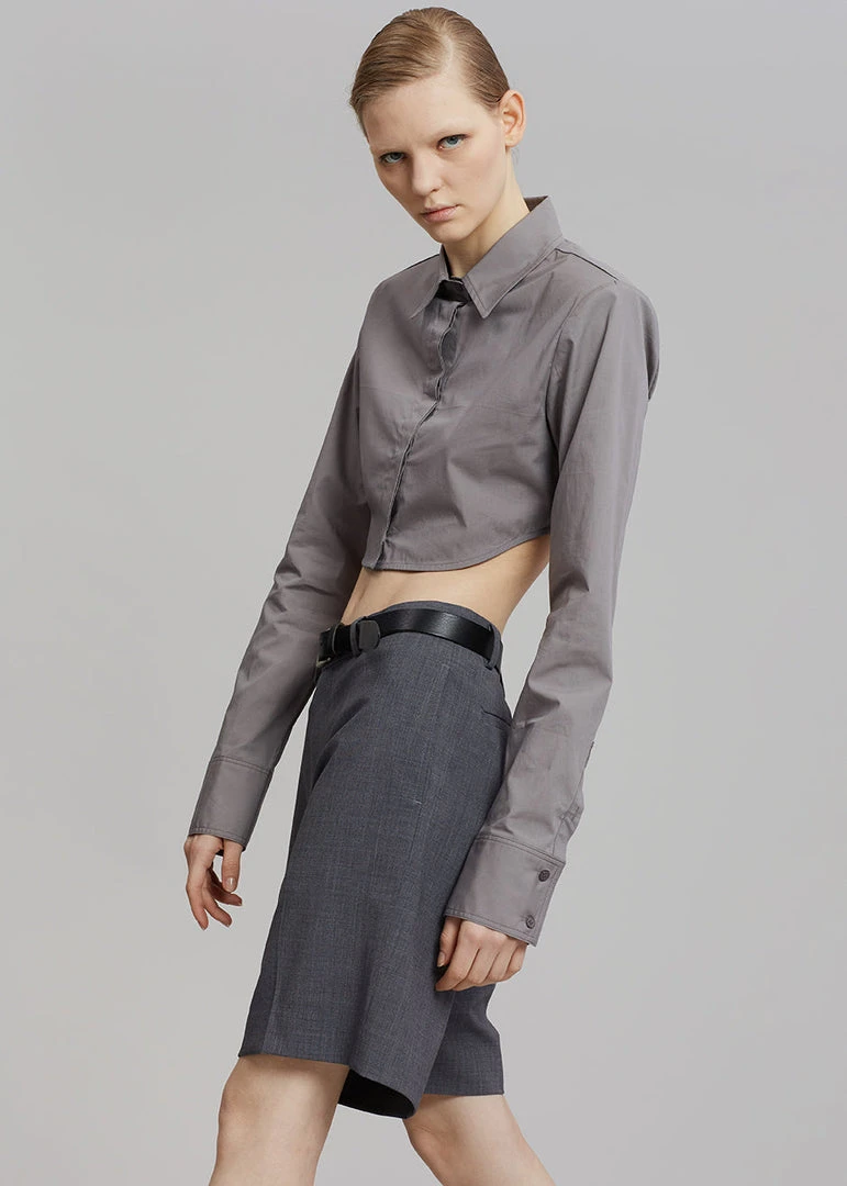 The Frankie Shop Uma Cropped Shirt - Grey