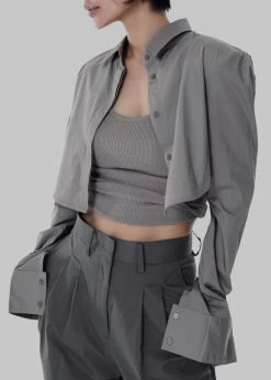 The Frankie Shop Uma Cropped Shirt - Grey