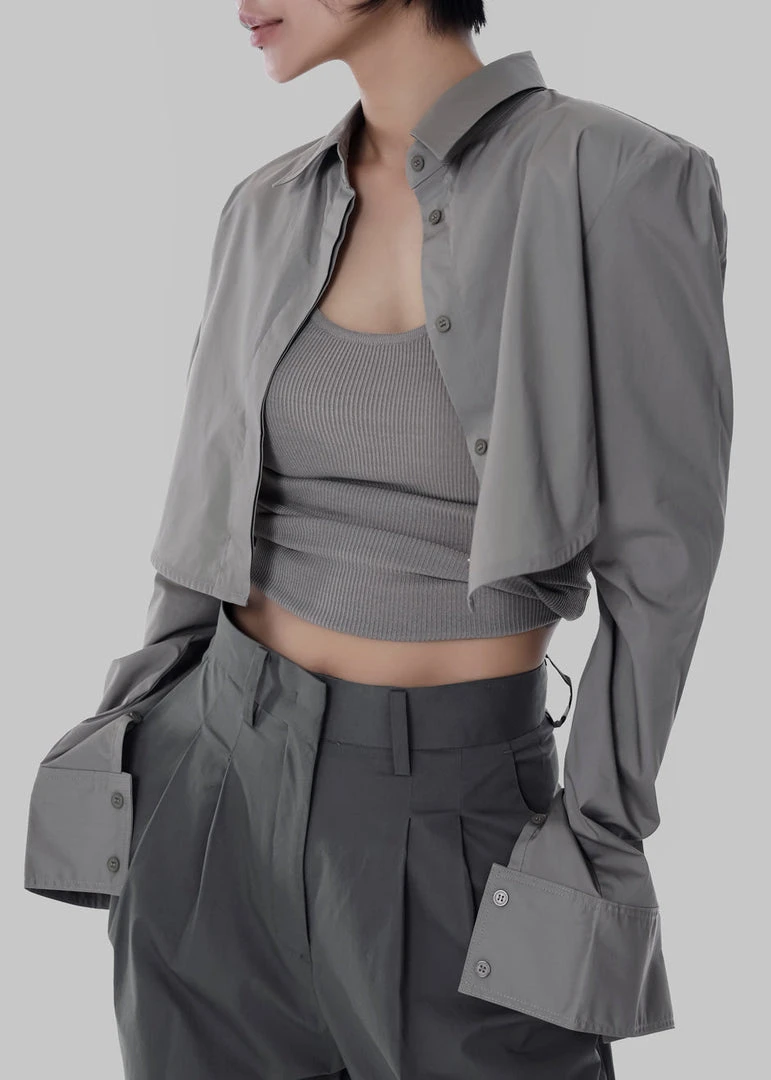 The Frankie Shop Uma Cropped Shirt - Grey