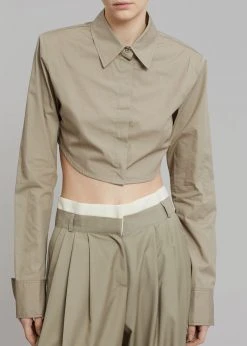 The Frankie Shop Uma Cropped Shirt - Olive