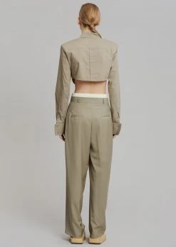 The Frankie Shop Uma Cropped Shirt - Olive