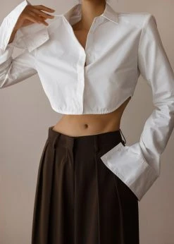 The Frankie Shop Uma Cropped Shirt - White CLOTHING