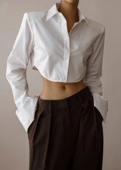 The Frankie Shop Uma Cropped Shirt - White CLOTHING