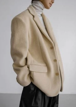 The Frankie Shop CLOTHING Vena Wool Blazer - Custard