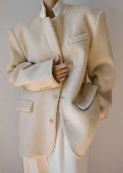 The Frankie Shop CLOTHING Vena Wool Blazer - Custard