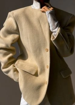 The Frankie Shop CLOTHING Vena Wool Blazer - Custard