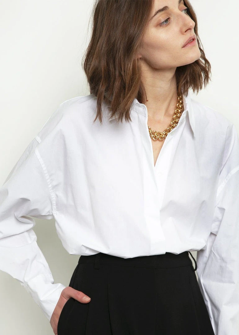 The Frankie Shop Lakely Oversized Button Down Shirt - White CLOTHING