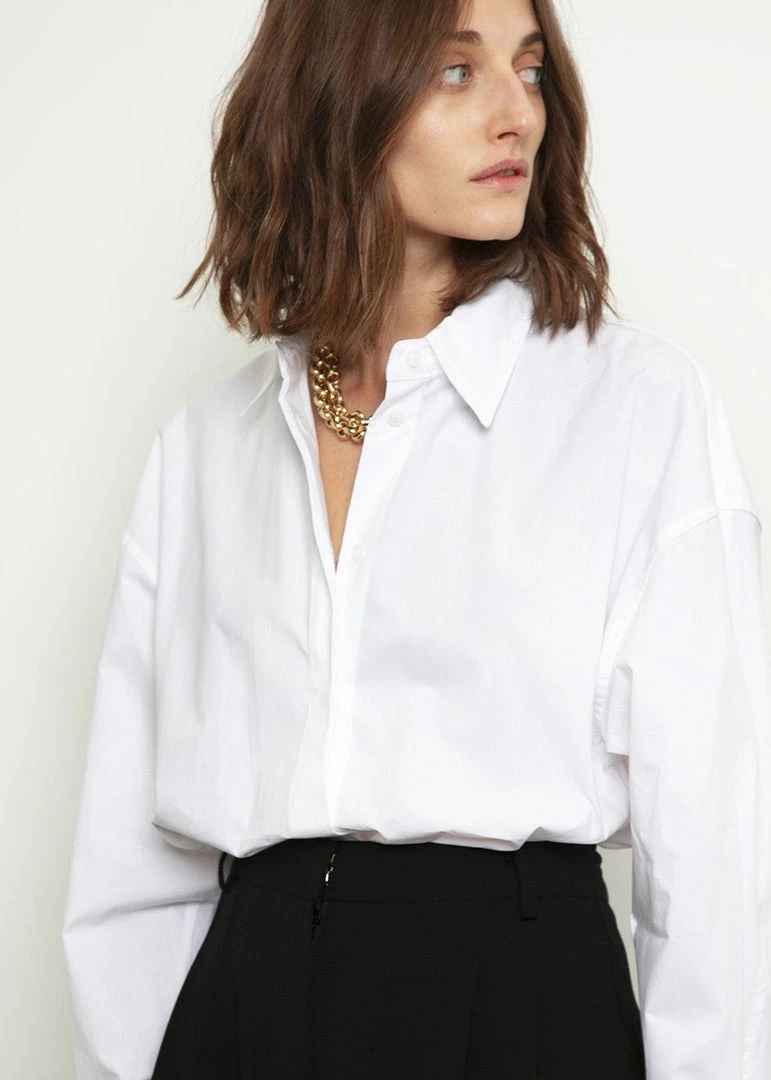 The Frankie Shop Lakely Oversized Button Down Shirt - White CLOTHING