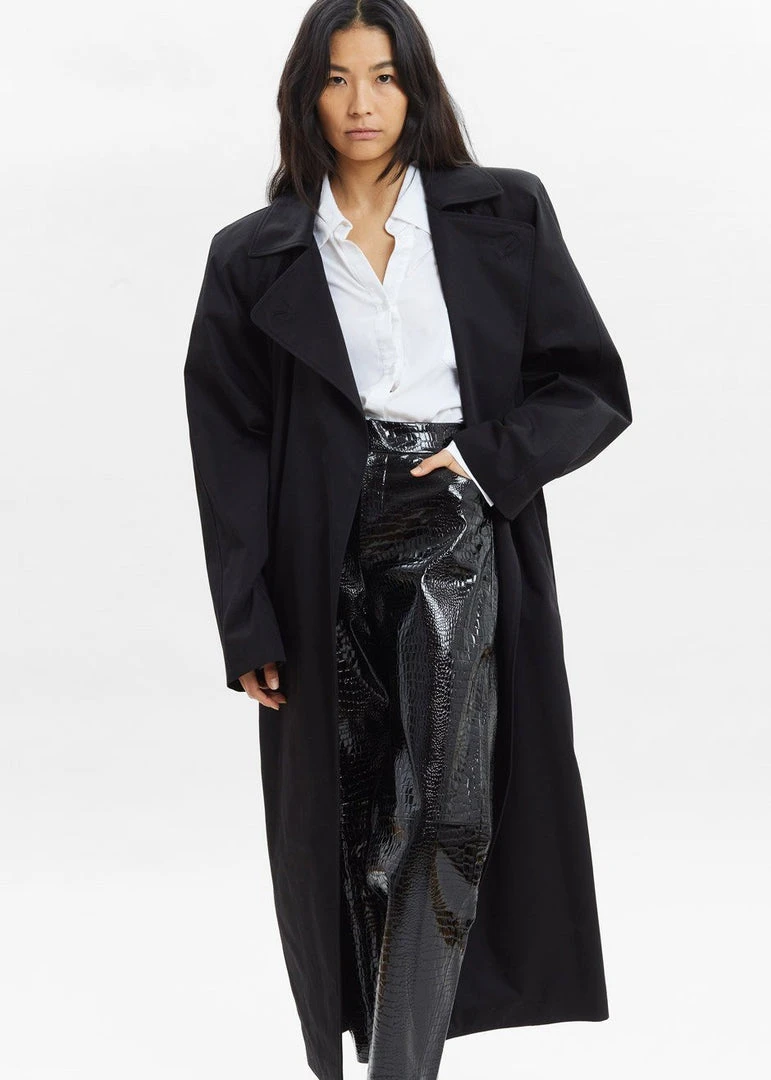 Paper Moon Marisol Box Shoulder Trench - Black CLOTHING