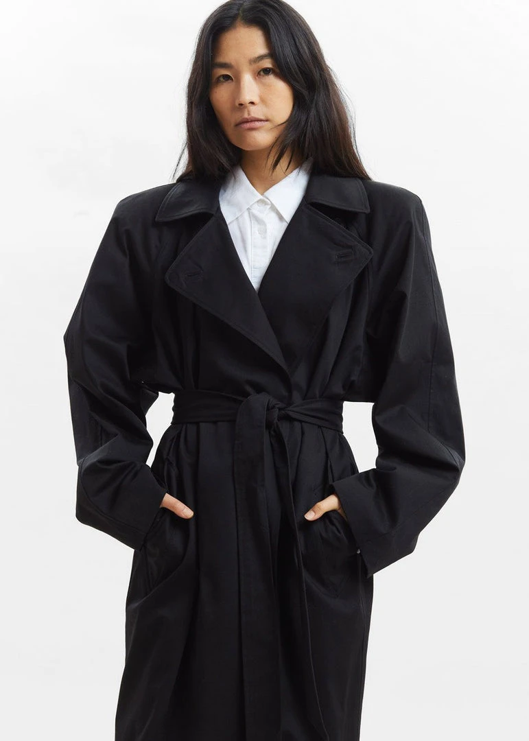 Paper Moon Marisol Box Shoulder Trench - Black CLOTHING
