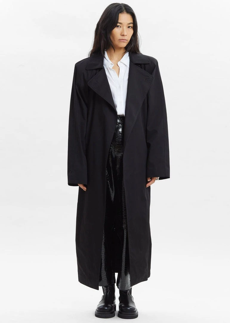 Paper Moon Marisol Box Shoulder Trench - Black CLOTHING