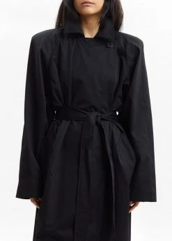 Paper Moon Marisol Box Shoulder Trench - Black CLOTHING