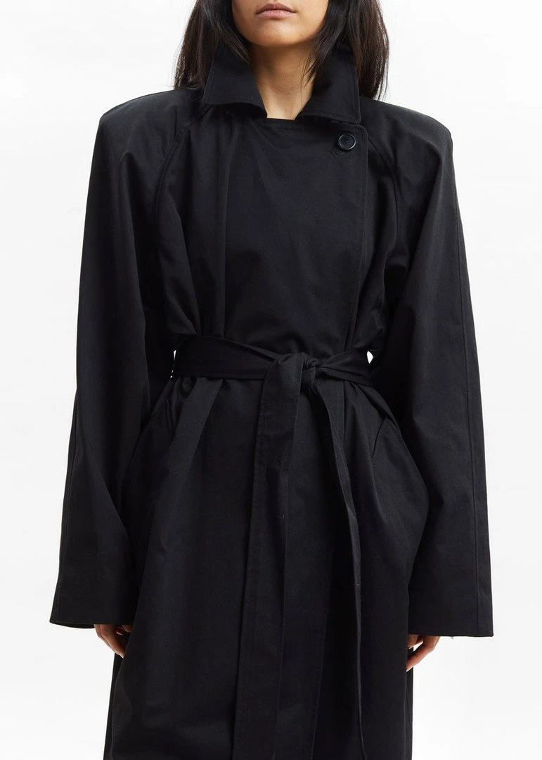 Paper Moon Marisol Box Shoulder Trench - Black CLOTHING